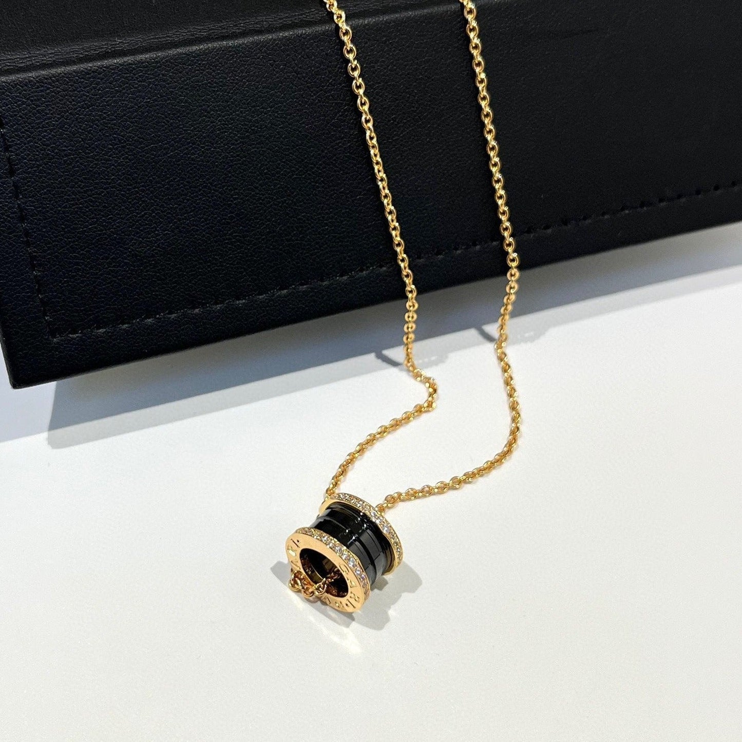[Lumi Jewels]COLLIER ZÉRO 1 EN CÉRAMIQUE NOIRE, DIAMANT ET OR ROSE