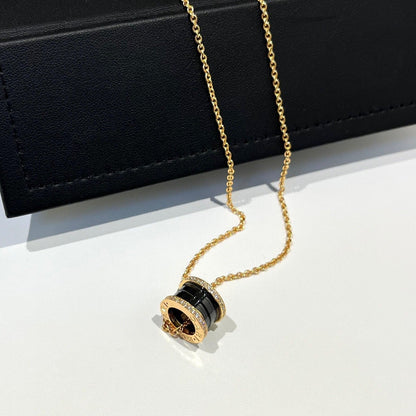 [Lumi Jewels]COLLIER ZÉRO 1 EN CÉRAMIQUE NOIRE, DIAMANT ET OR ROSE