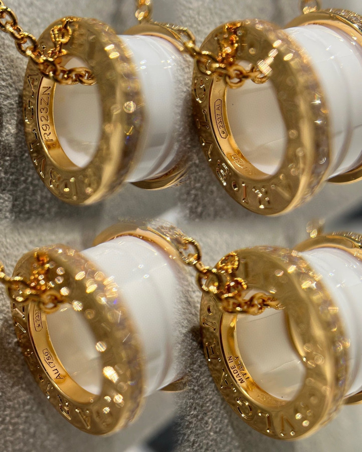 [Lumi Jewels]ZERO 1 WHITE CERAMIC DIAMOND PINK GOLD NECKLACE